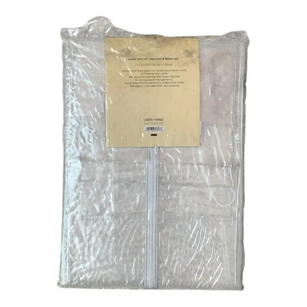 NIB Clear Vinyl Suit Dress Bag Wide Zippered Garment Bag Closet Organizer